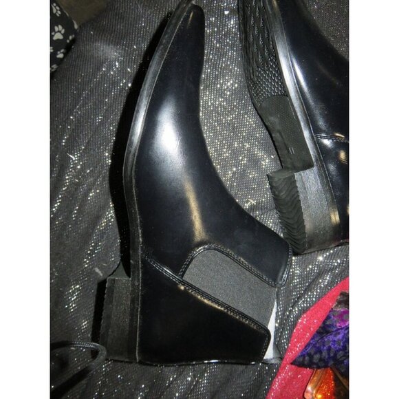 Italian Leather Chelsea Riding Boot for Men Ankle Boot Block Heel Pull On 41 8 - Picture 9 of 12